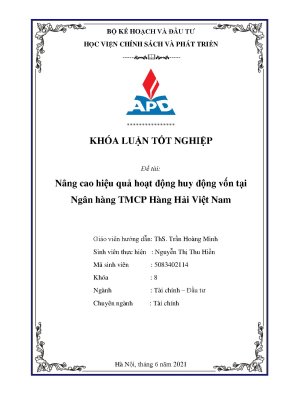 Luận văn tốt nghiệp nâng cao hiệu quả hoạt động huy động vốn tại ngân hàng tmcp hàng hải việt nam