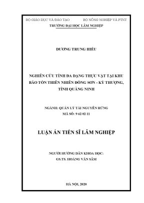 Luận án tiến sĩ lâm nghiệp nghiên cứu tính đa dạng thực vật tại khu bảo tồn thiên nhiên đồng sơn kỳ thượng tỉnh quảng ninh