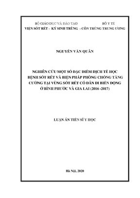Luận án tiến sĩ nghiên cứu một số đặc điểm dịch tễ học bệnh sốt rét và biện pháp phòng chống tăng cường tại vùng sốt rét có dân di biến động ở bình phước và gia lai