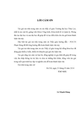 Luận văn thạc sĩ quản lý chi phí hợp đồng xây dựng trong giai đoạn có nhiều biến động về giá áp dụng cho dự án hồ chứa nước đá cát hà tĩnh