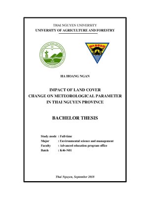 Luận văn impact of land cover change on meteorological parameter in thai nguyen
