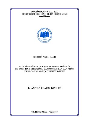 Luận văn thạc sĩ phân tích năng lực cạnh tranh nghiên cứu so sánh tỉnh kiên giang và các tỉnh lân cận nhằm nâng cao năng lực thu hút đầu tư
