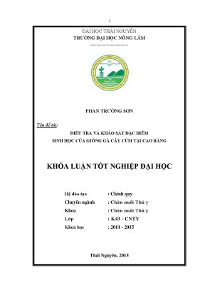 Luận văn thạc sĩ điều tra và khảo sát đặc điểm sinh học của giống gà cáy củm tại cao bằng