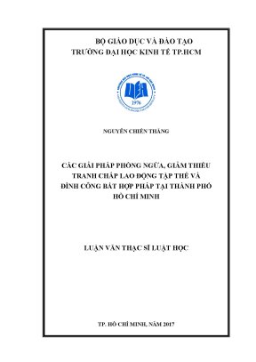 Luận văn thạc sĩ các giải pháp phòng ngừa giảm thiểu tranh chấp lao động tập thể và đình công bất hợp pháp tại thành phố hồ chí minh
