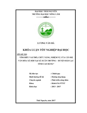 Luận văn thạc sĩ tìm hiểu vai trò chức năng nhiệm vụ của cán bộ văn hóa xã hội tại xã xuân trường huyện bảo lạc tỉnh cao bằng