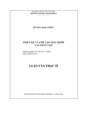Luận văn thạc sĩ kỹ thuật cơ khí thiết kế và chế tạo mẫu khớp vai nhân tạo