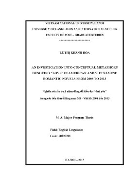 Luận văn thạc sĩ an investigation into conceptual metaphors denoting love in american and vietnamese romantic novels from 2008 to 2013 m a thesis linguistics