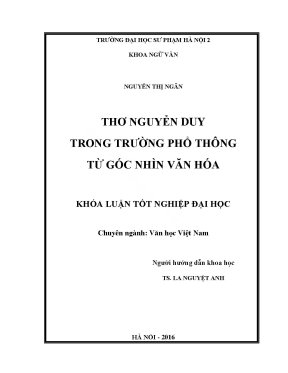 Khoá luận tốt nghiệp đại học thơ nguyễn duy trong trường phổ thông từ góc nhìn văn hóa