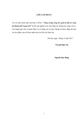 Luận văn thạc sỹ quản lý kinh tế đề tài tăng cường công tác quản lý đầu tư công tại thành phố lạng sơn