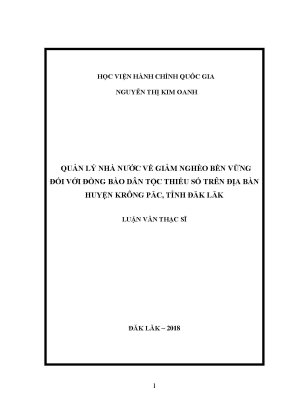 Luận văn thạc sĩ quản lý nhà nước về giảm nghèo bền vững đối với đồng bào dân tộc thiểu số trên địa bàn huyện krông pắc tỉnh đắk lắk