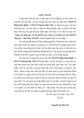 Luận văn thạc sĩ quản lý xây dựng nâng cao năng lực tư vấn thiết kế của công ty cổ phần tư vấn thiết kế thủy lợi thủy điện yên bái