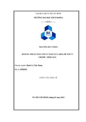 Luận văn thạc sĩ quản lý xây dựng áp dụng thuật toán tối ưu ngọn lửa mfo để tối ưu chi phíthời gian