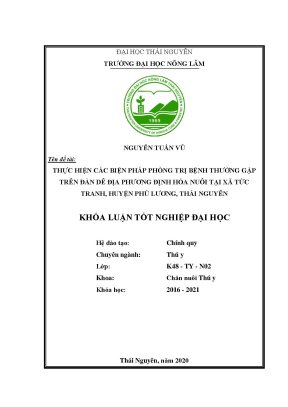Luận văn thực hiện các biện pháp phòng trị bệnh thường gặp trên đàn dê địa phương định hóa nuôi tại xã tức tranh huyện phú lương thái nguyên