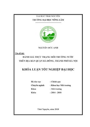 Luận văn đánh giá thực trạng môi trường nước trên địa bàn quận hà đông thành phố hà nội