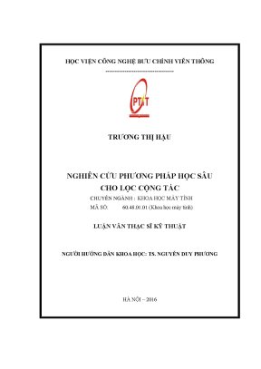 Luận văn thạc sĩ nghiên cứu phương pháp học sâu cho lọc cộng tác
