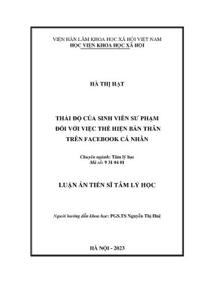 Luận án tiến sĩ thái độ của sinh viên sư phạm đối với việc thể hiện bản thân trên facebook cá nhân