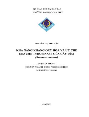 Luận án tiến sĩ khả năng kháng oxy hóa và ức chế tyrosinase của cây dứa ananas comosus