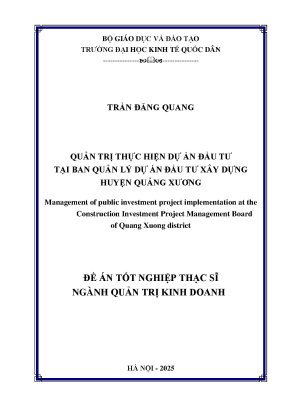 Luận văn thạc sĩ quản trị kinh doanh quản trị thực hiện dự án đầu tư tại ban quản lý dự án đầu tư xây dựng huyện quảng xương