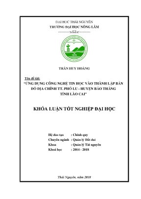 Luận văn ứng dụng công nghệ tin học và thành lập bản đồ địa chính thị trấn phố lu huyện bảo thắng tỉnh lào cai
