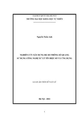 Luận án tiến sĩ nghiên cứu xây dựng hệ đo thông số quang sử dụng công nghệ xử lý tín hiệu số và ứng dụng luận án ts vật lý62 44 03 01