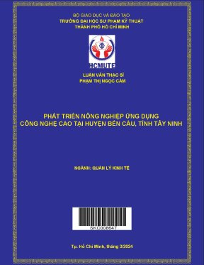 Luận văn thạc sĩ phát triển nông nghiệp ứng dụng công nghệ cao tại huyện bến cầu tỉnh tây ninh
