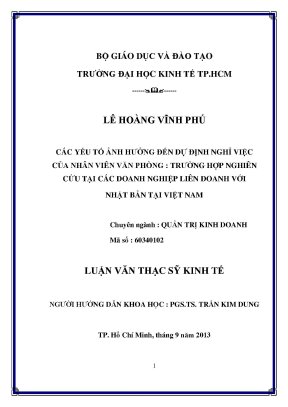 Luận văn thạc sĩ các yếu tố ảnh hưởng đến dự định nghỉ việc của nhân viên văn phòng trường hợp nghiên cứu tại các doanh nghiệp liên doanh với nhật bản tại việt nam luận văn thạc sĩ