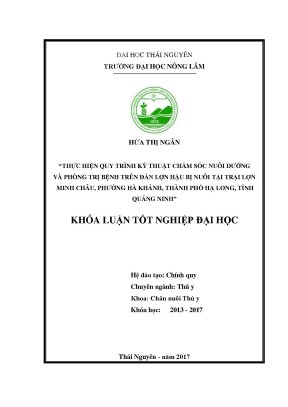 Luận văn thực hiện quy trình kỹ thuật chăm sóc nuôi dưỡng và phòng trị bệnh trên đàn lợn nái hậu bị nuôi tại trại lợn minh châu phường hà khánh thành phố hạ long