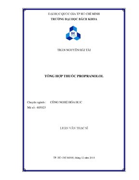 Luận văn thạc sĩ công nghệ hóa học tổng hợp thuốc propranolol