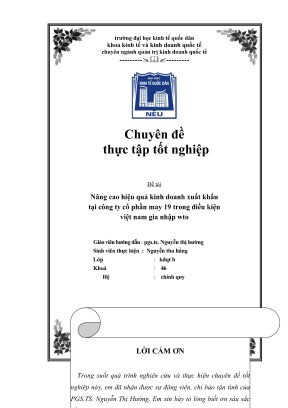 Chuyên đề thực tập tốt nghiệp nâng cao hiệu quả kinh doanh xuất khẩu tại công ty cổ phần may 19 trong điều kiện việt nam gia nhập wto