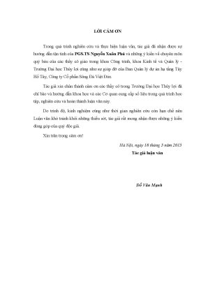 Luận văn thạc sĩ quản lý chất lượng bê tông thương phẩm của công ty cổ phần sông đà việt đức tại dự án khu tái định cư xuân la phục vụ xây dựng khu đô thị mới tây hồ tây