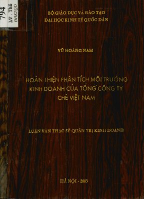 Luận văn hoàn thiện phân tích môi trường kinh doanh của tỏng công ty chè việt nam