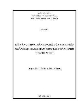 Luận án tiến sĩ kỹ năng thực hành nghề của sinh viên ngành sư phạm mầm non tại thành phố hồ chí minh