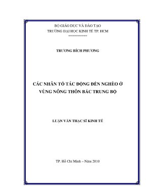 Luận văn thạc sĩ những nhân tố tác động đến nghèo ở vùng nông thôn bắc trung bộ