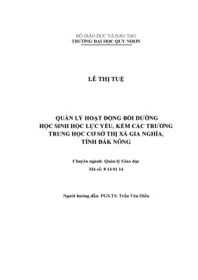 Luận văn thạc sĩ quản lý hoạt động bồi thường học sinh học lực yếu kém các trường trung học cơ sở thị xã gia nghĩa tỉnh đăk nông