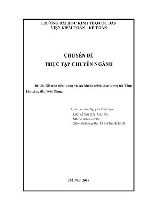 Luận văn tốt nghiệp kế toán tiền lương và các khoản trích theo lương tại tổng kho xăng dầu đức giang