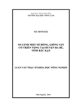 Luận văn thạc sĩ so sánh một số dòng giống sắn có triển vọng tại huyện ba bể tỉnh bắc kạn