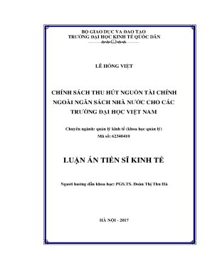 Luận án ts chính sách thu hút nguồn tài chính ngoài ngân sách nhà nước cho các trường đại học việt nam