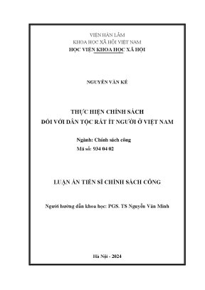 Luận án tiến sĩ thực hiện chính sách đối với dân tộc rất ít người ở việt nam