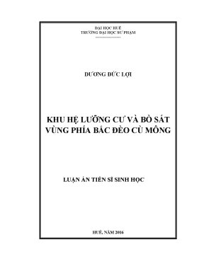Luận án tiến sĩ sinh học khu hệ lưỡng cư và bò sát vùng phía bắc đèo cù mông