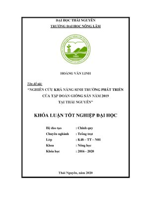 Luận văn nghiên cứu khả năng sinh trưởng của tập đoàn giống săn tại trường đại học nông lâm thái nguyên năm 2019