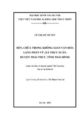 Luận văn thạc sĩ đền chùa trong không gian văn hóa làng phấn vũ xã thụy xuân huyện thái thụy tỉnh thái bình