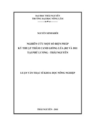 Luận văn thạc sĩ nghiên cứu một số biện pháp kỹ thuật thâm canh giống lúa jo2 và đs1 tại phú lương thái nguyên