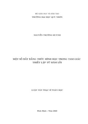 Luận văn thạc sĩ một số bất đẳng thức hình học trong tam giác thiết lập từ hàm lồi