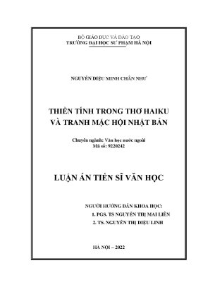 Luận án tiến sĩ văn học thiền tính trong thơ haiku và tranh mặc hội nhật bản