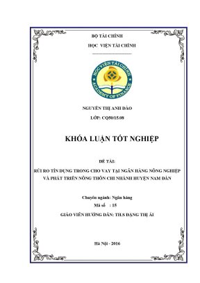 Luận văn học viện tài chính aof rủi ro tín dụng trong cho vay tại ngân hàng nông nghiệp và phát triển nông thôn huyện nam đàn