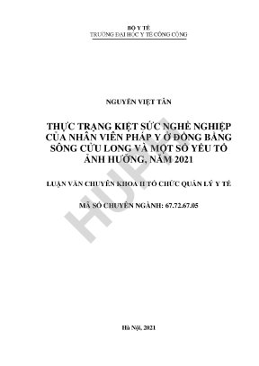 Luận văn thực trạng kiệt sức nghề nghiệp của nhân viên y tế ở đồng bằng sông cửu long và một số yếu tố ảnh hưởng năm 2021