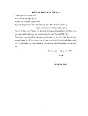 Luận văn thạc sĩ kỹ thuật tài nguyên nước nghiên cứu giải pháp ứng dụng công nghệ tưới tiết kiệm nước mô hình quản lý và tổ chức sản xuất cho vùng bãi sông thành phố hà nội