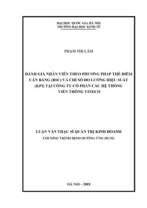 Luận văn thạc sĩ đánh giá nhân viên theo phương pháp thẻ điểm cân bằng bsc và chỉ số đo lường hiệu suất kpi tại công ty cổ phần các hệ thống viễn thông vineco