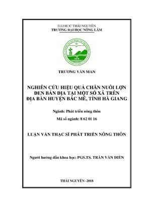 Luận văn thạc sĩ nghiên cứu hiệu quả chăn nuôi lợn đen bản địa tại một số xã trên địa bàn huyện bắc mê tỉnh hà giang