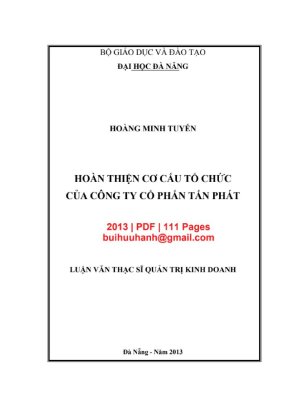 Luận văn thạc sĩ quản trị kinh doanh hoàn thiện cơ cấu tổ chức của công ty cổ phần tấn phát
